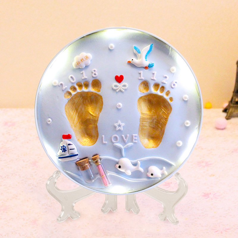 Newborn Hand and Foot Print Mud Fetal Hair Souvenir DIY Baby Hand and Foot Print 100 Days Full Moon One Year Gift Wholesale