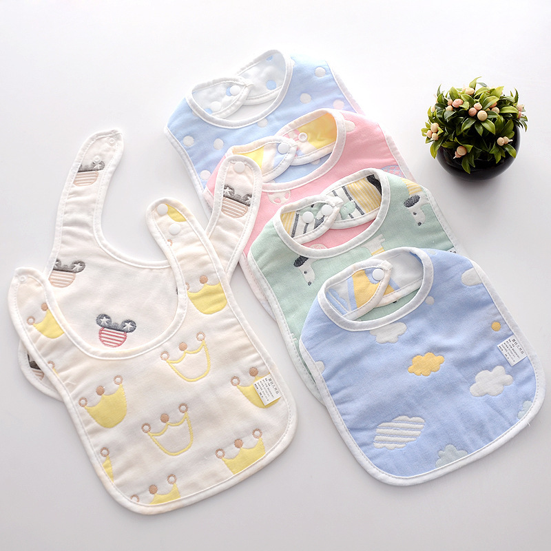 Infant Bibs Made of Pure Cotton Gauze Jacquard U-Shaped Baby Anti-Red Chin Bibs for 0-1 Year Old Babies and Newborns
