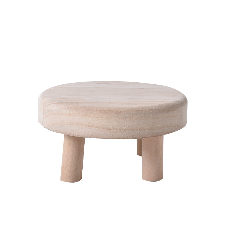 Wooden Small Round Stool Household Entrance Shoe Changing Stool Children's Study Learning Small Low Stool Balcony Flower Pot Rack Round Stool