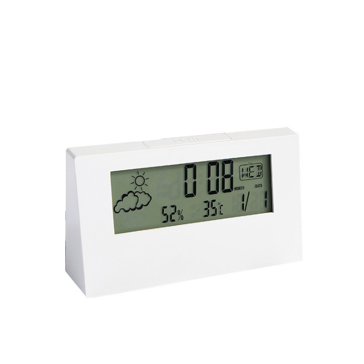 Simple transparent luminous desktop electronic clock weather display large screen hygrometer alarm clock student children alarm clock
