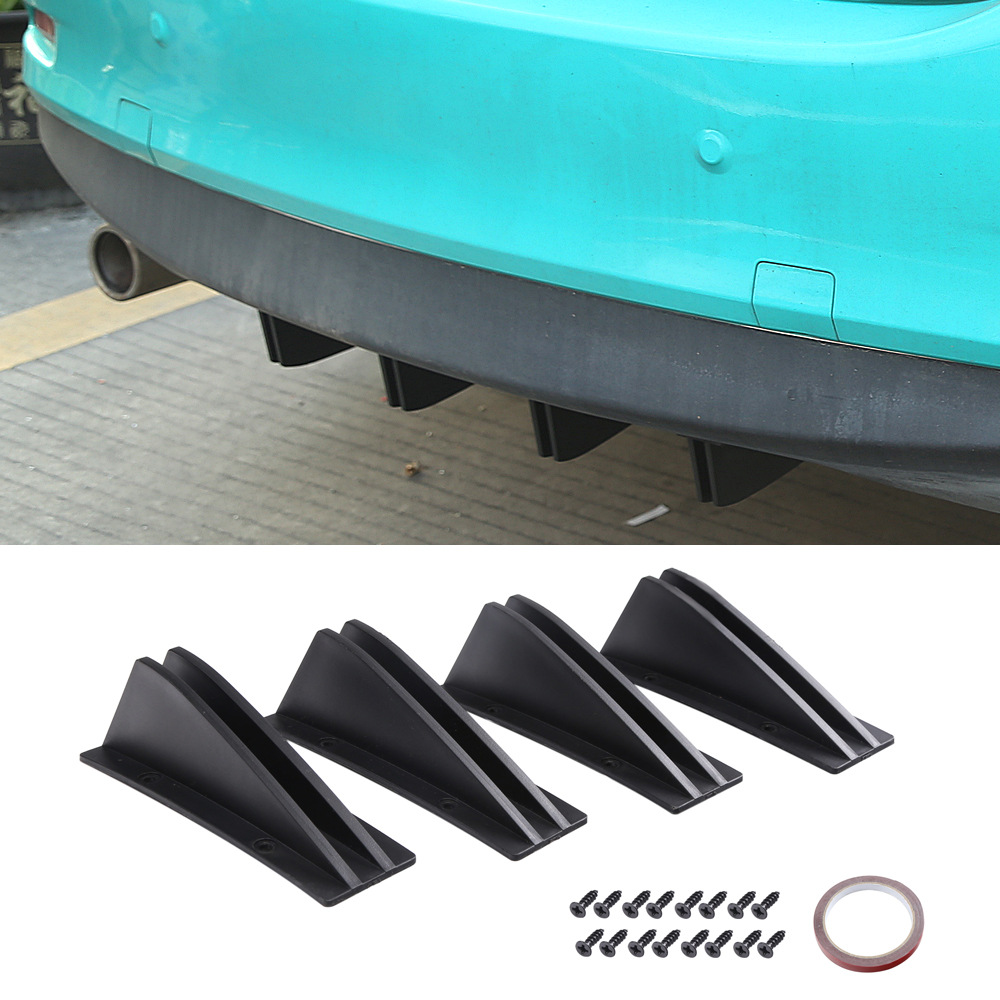 Automobile Universal Triangular Double Spoiler Carbon Fiber Pattern Mini Triangular Chassis Spoiler Rear Bumper Deflector