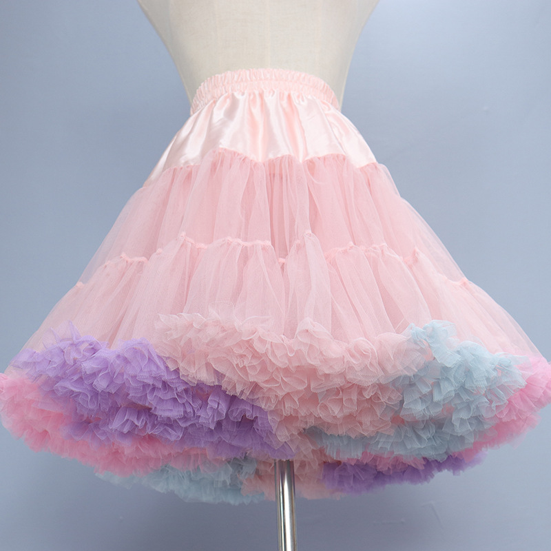 Rainbow clouds lolita soft yarn skirt cotton candy skirt color tutu skirt for cross-border foreign trade
