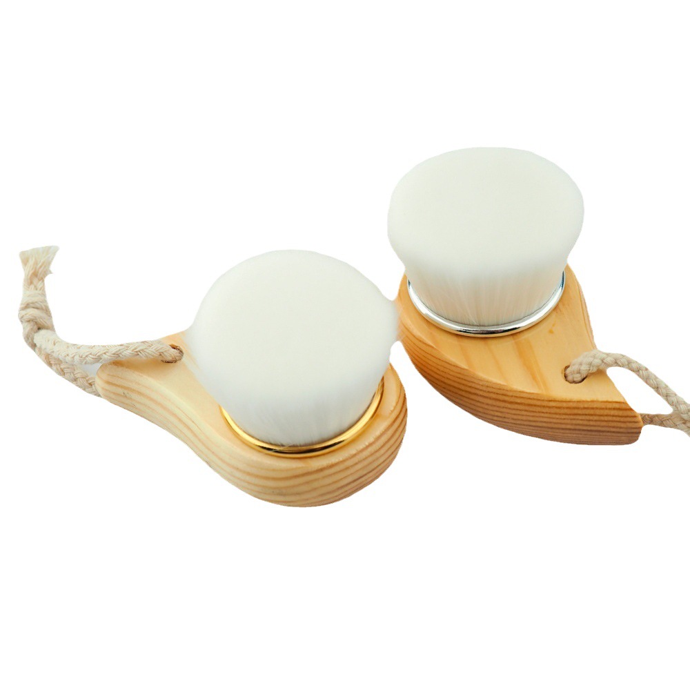 Comma face washing brush soft hair face cleaning remover artifact manual facial cleansing wooden handle cleansing brush manufacturer in stock