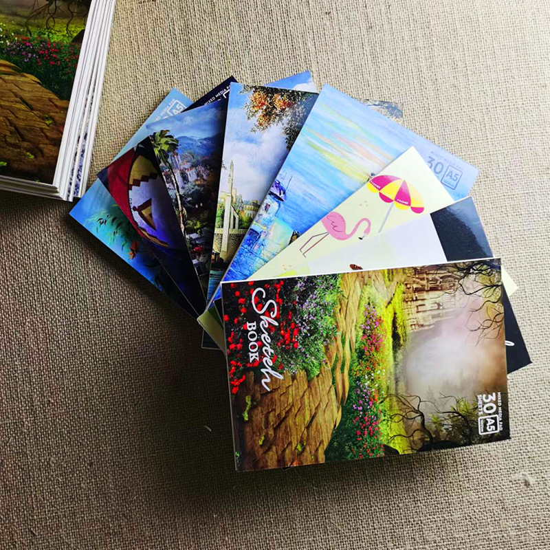 Cross-border sketching sketch graffiti sketch book hand-drawn copy student art color pencil tear glue picture book