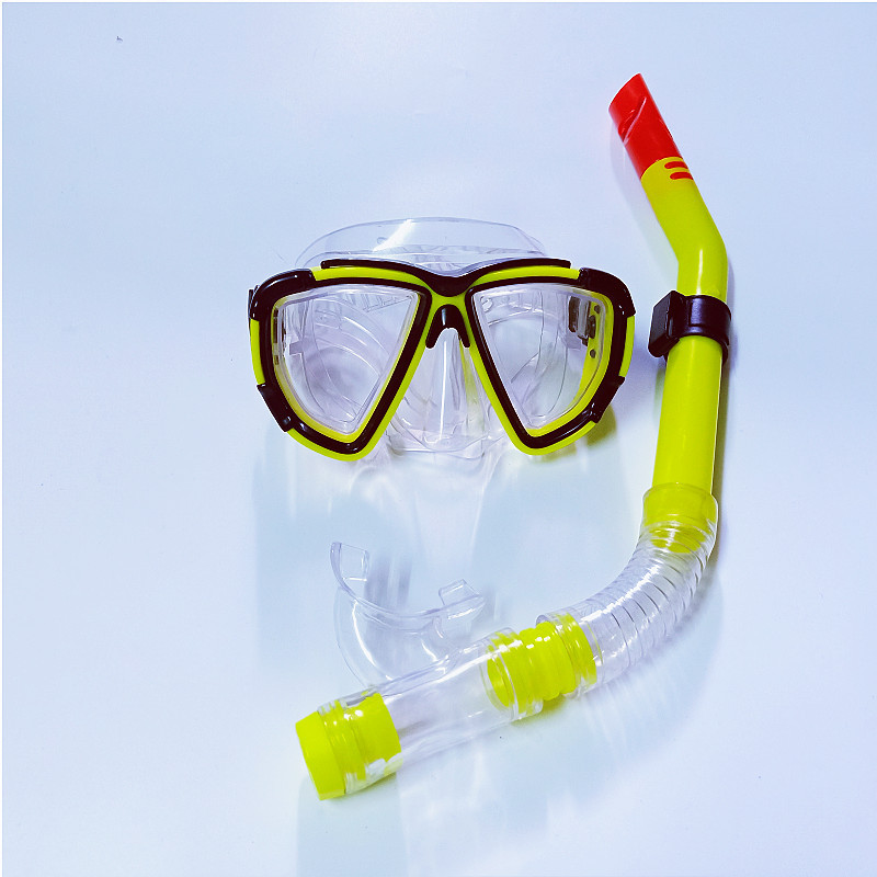 Factory supply diving goggles semi-dry snorkel snorkeling frog mirror diving kit PVC headband stock