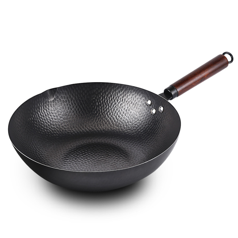 Factory Direct Supply Hand Forged Iron Wok Wok Thickened Old-fashioned Wok Uncoated Non-stick Wok Induction Cooker Gas