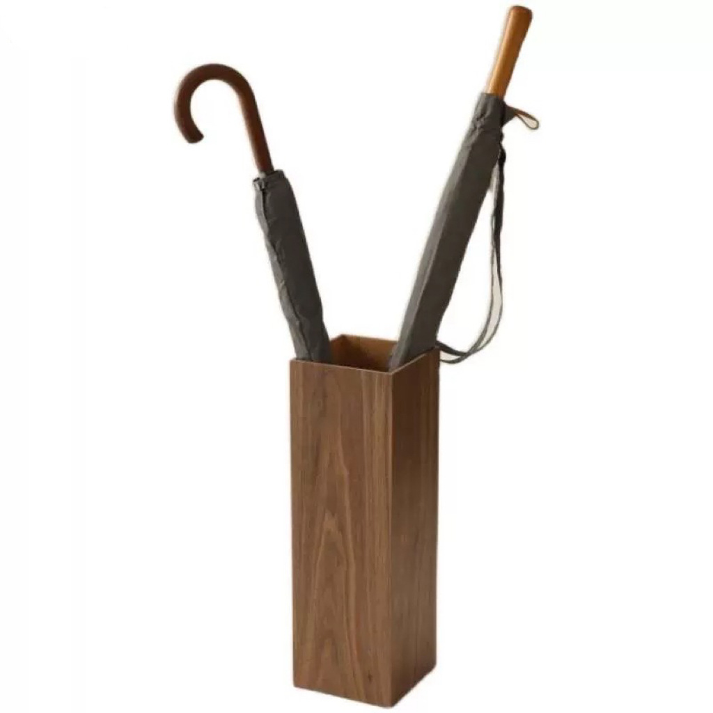 Nordic Japanese Retro Wooden Umbrella Stand Hotel Living Room Simple Home Personalized Creative Umbrella Storage Bucket
