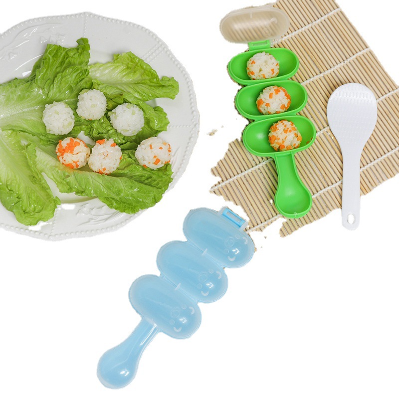 Cross-border rocking rice ball mould triple mould diy sushi balls children's spherical meatball rice ball artifact