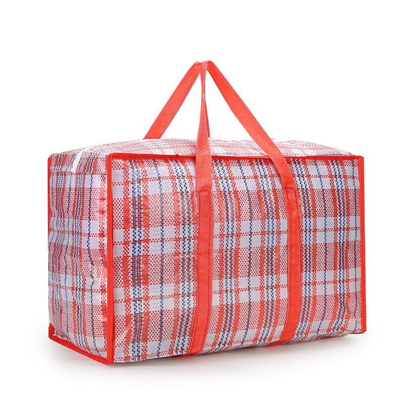 Wholesale Moisture-proof Water-repellent Film-coated Woven Bag Large Capacity Clothes Quilt Storage Bag Plaid Oxford Cloth Moving Bag