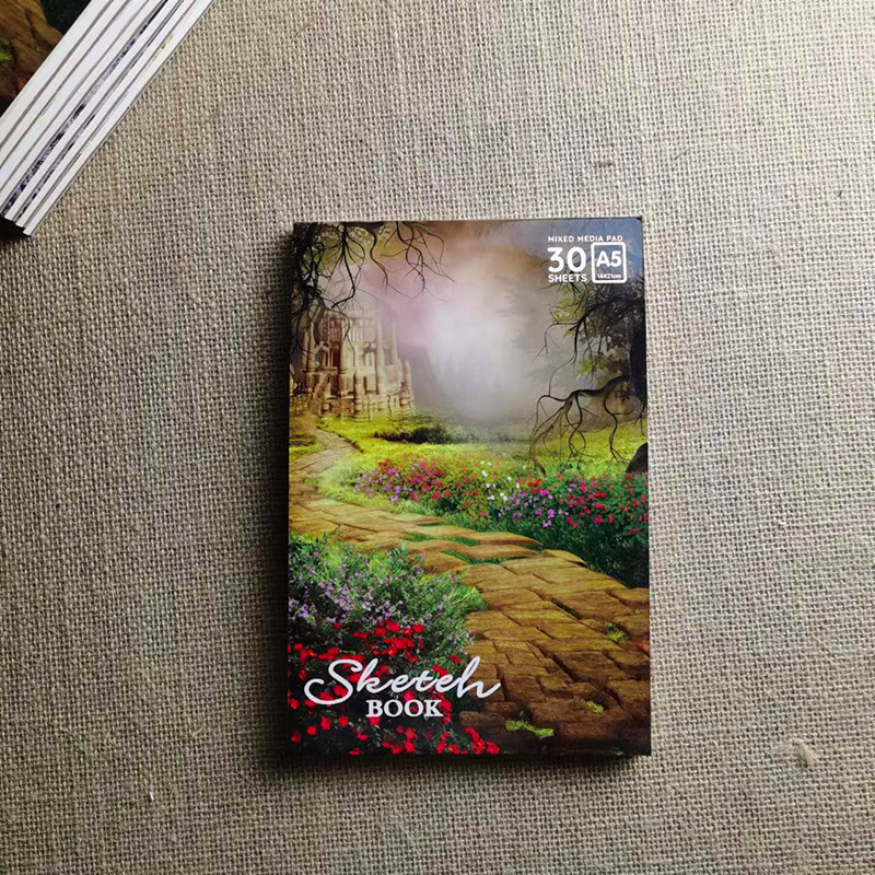 Cross-border sketching sketch graffiti sketch book hand-drawn copy student art color pencil tear glue picture book