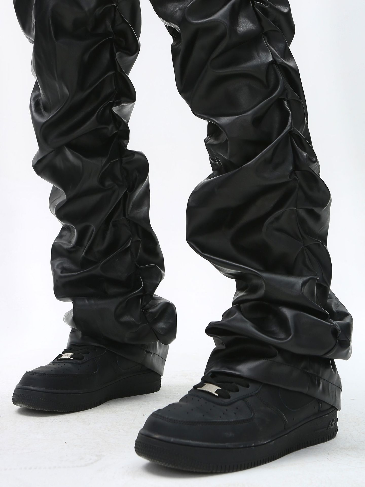 YPRS Men's Wear Diablo Niche Design Sense Bright Face Pleated Leather Pants Men's Ins National Fashion Hip-Hop Loose Casual Pants