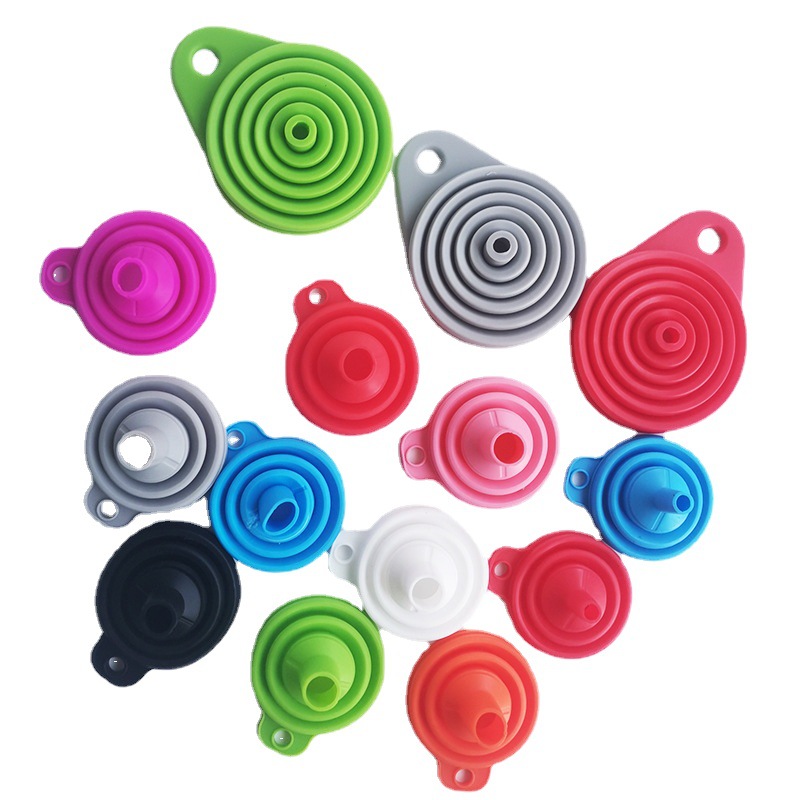 Food grade silicone funnel portable telescopic foldable liquid leakage oil and wine leakage 11g 14g multi-caliber funnel