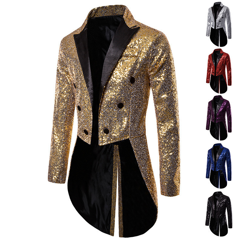 Amazon cross-border foreign trade men's suit tuxedo banquet nightclub performance sequins fashion design men's jacket