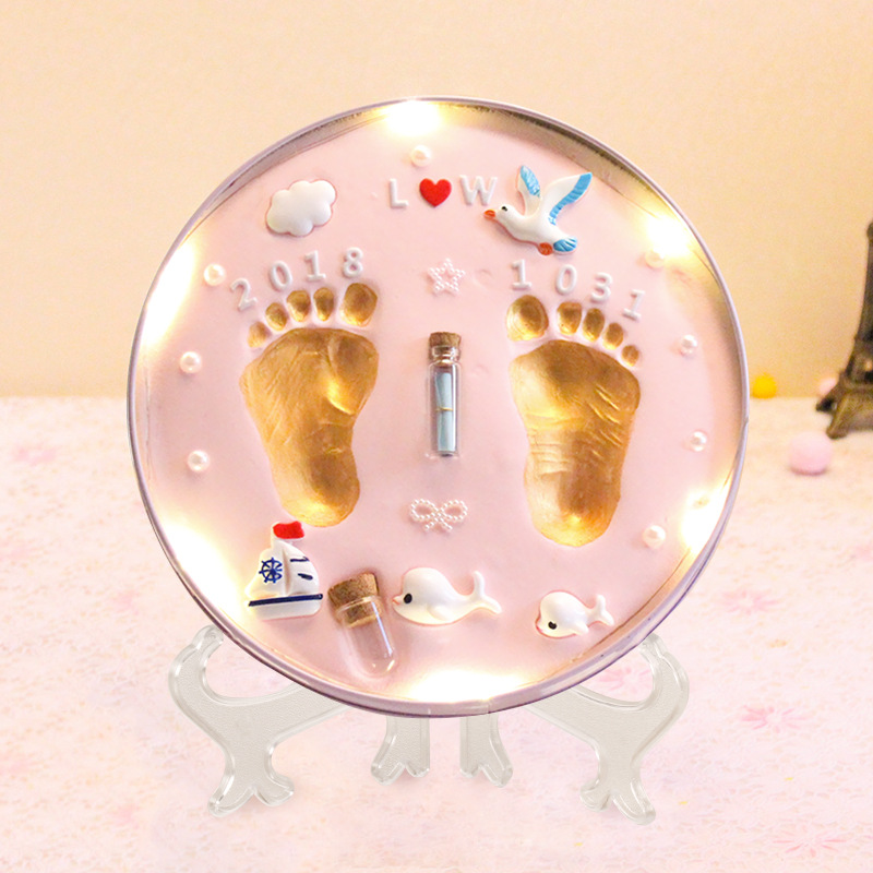 Newborn Hand and Foot Print Mud Fetal Hair Souvenir DIY Baby Hand and Foot Print 100 Days Full Moon One Year Gift Wholesale