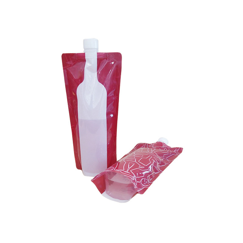 Portable red wine bag 750ml outdoor folding beverage packaging bag net red beer bag self-supporting suction nozzle bag wholesale