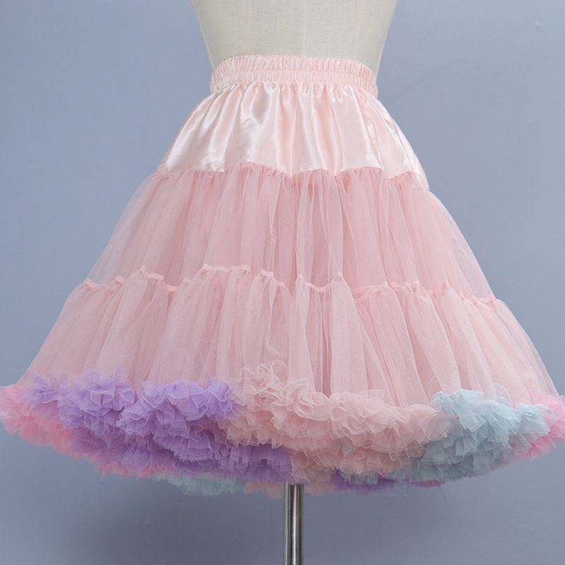Rainbow clouds lolita soft yarn skirt cotton candy skirt color tutu skirt for cross-border foreign trade
