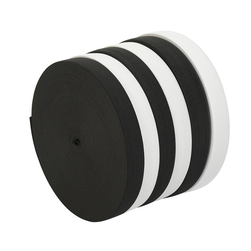 Elastic Band for Clothing, Black and White Crochet Tape, Rubber Band, Flat Polyester Knitted Elastic Band, Elastic Band Factory Wholesale
