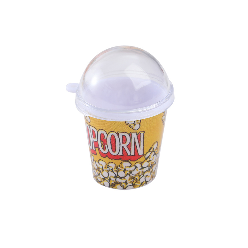 Simulation popcorn cup stickers popcorn bucket DIY food and play container mini milk tea cup pendant mini luminous