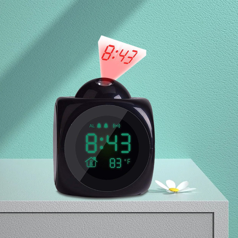 English Voice Time Art Projection Clock Multifunctional Creative Square Lazy Alarm Clock New Bedroom Electronic Clock