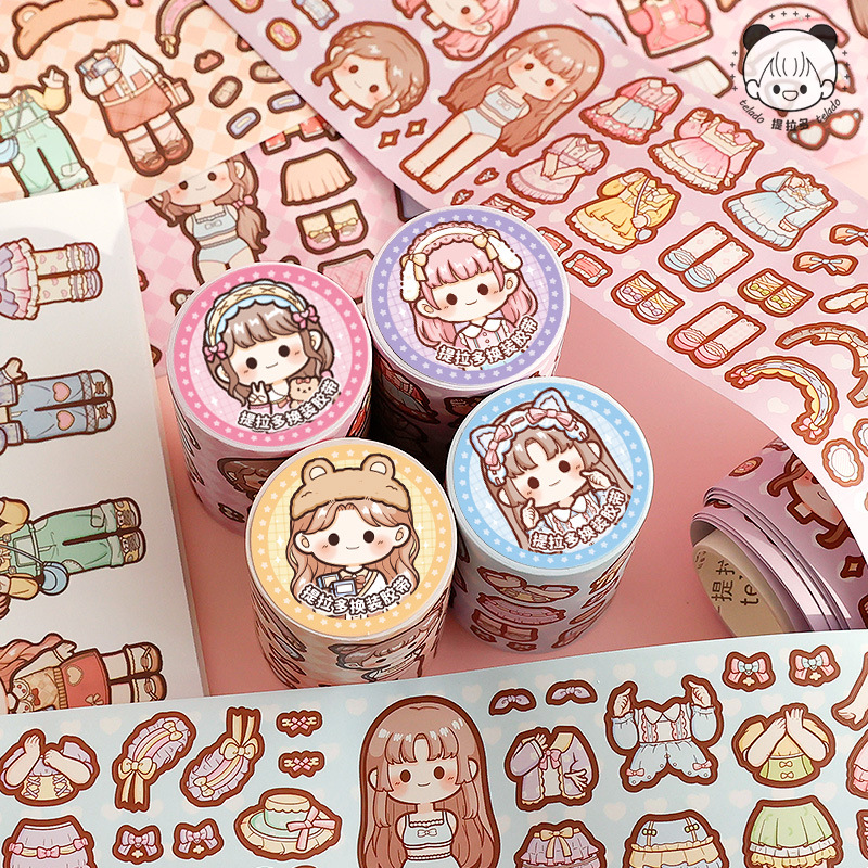 Tirado Dress-up Hand Account Tape Girl Princess Wear Dress-up Sticker Cutting-free Die-cut Hand Account Sticker Tape