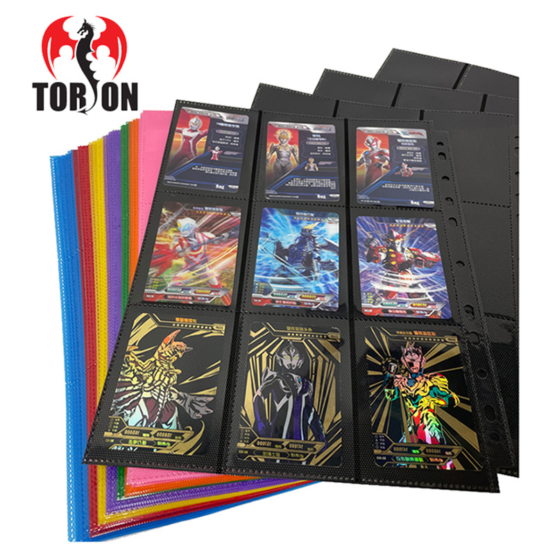Yu-Gi-Oh Card Nba Star Card with High Transparent Inner Pages 11 Holes 9 Gridss Single-Sided Black Litchi Pattern Inner Pages