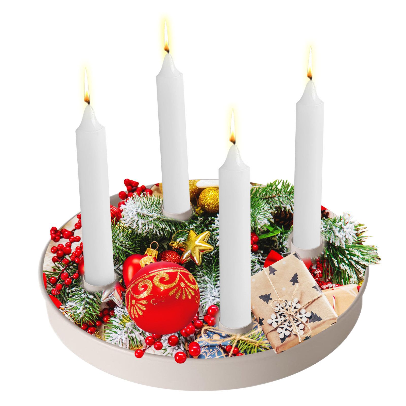 Cross-Border Hot-Selling Metal Tray with Magnetic Candle Holder, Paint Craftsmanship with Magnetic Candle Holder Factory Direct Sales and Quick Release