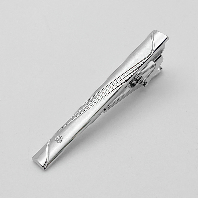Simple Silver Laser LOGO Men's Standard Tie Clip Groom Wedding Metal Tie Clip Business