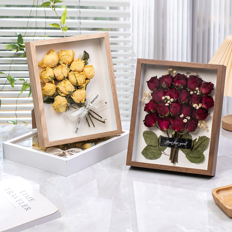 Three-Dimensional Hollow Dried Flower Photo Frame Teacher's Day Gift Picture Frame Display Stand Eternal Flower Butterfly Specimen Frame Wholesale