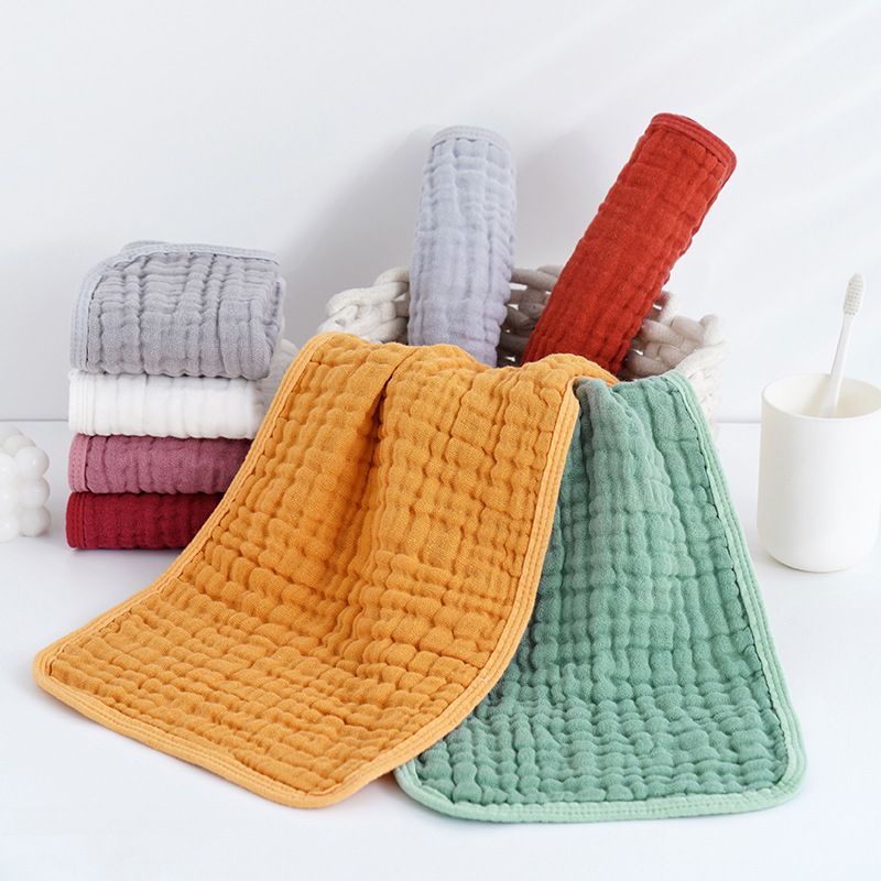 Amazon Muslin Gauze Burp Cloth 25*50 Pure Cotton Six-Layer Solid Color Towel Baby Gauze Saliva Towel