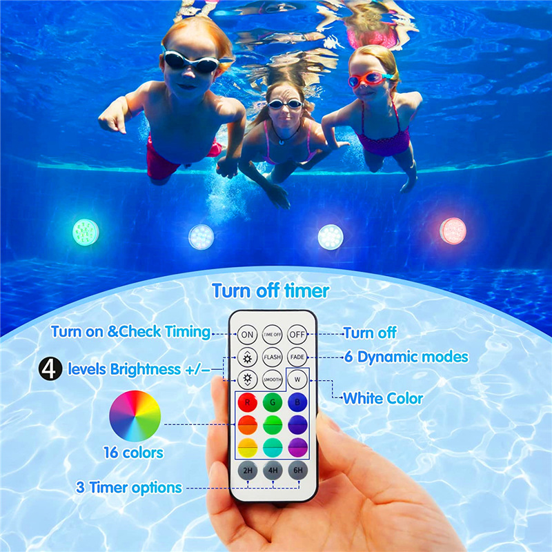 New usb charging waterproof led 13 lamp rgb colorful color changing RF remote control diving lamp timing swimming pool underwater lamp