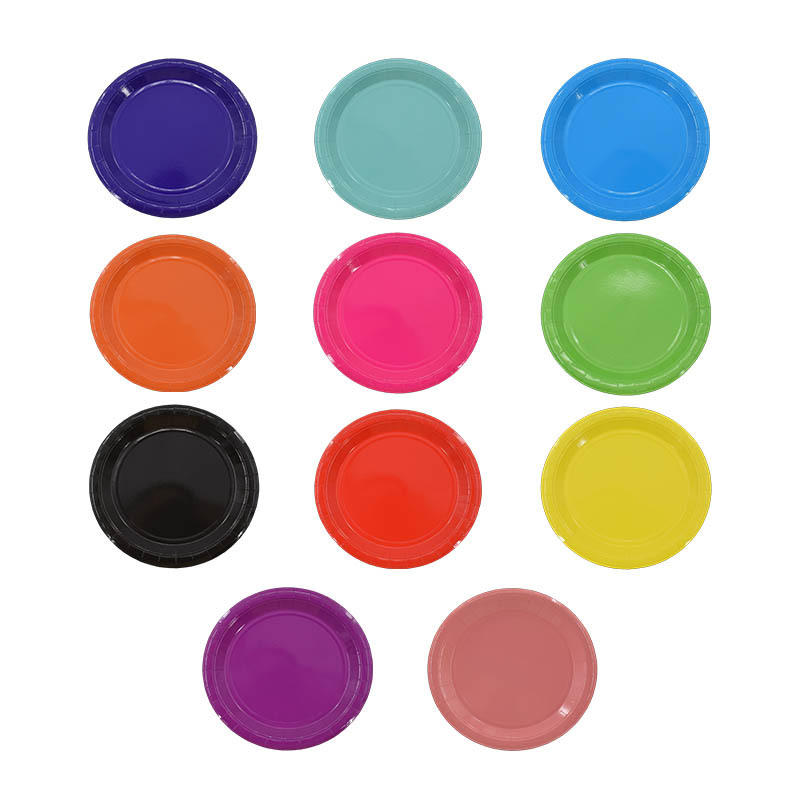 Birthday party decoration tableware disposable plate solid color picnic plate dessert table decoration dessert plate cake plate