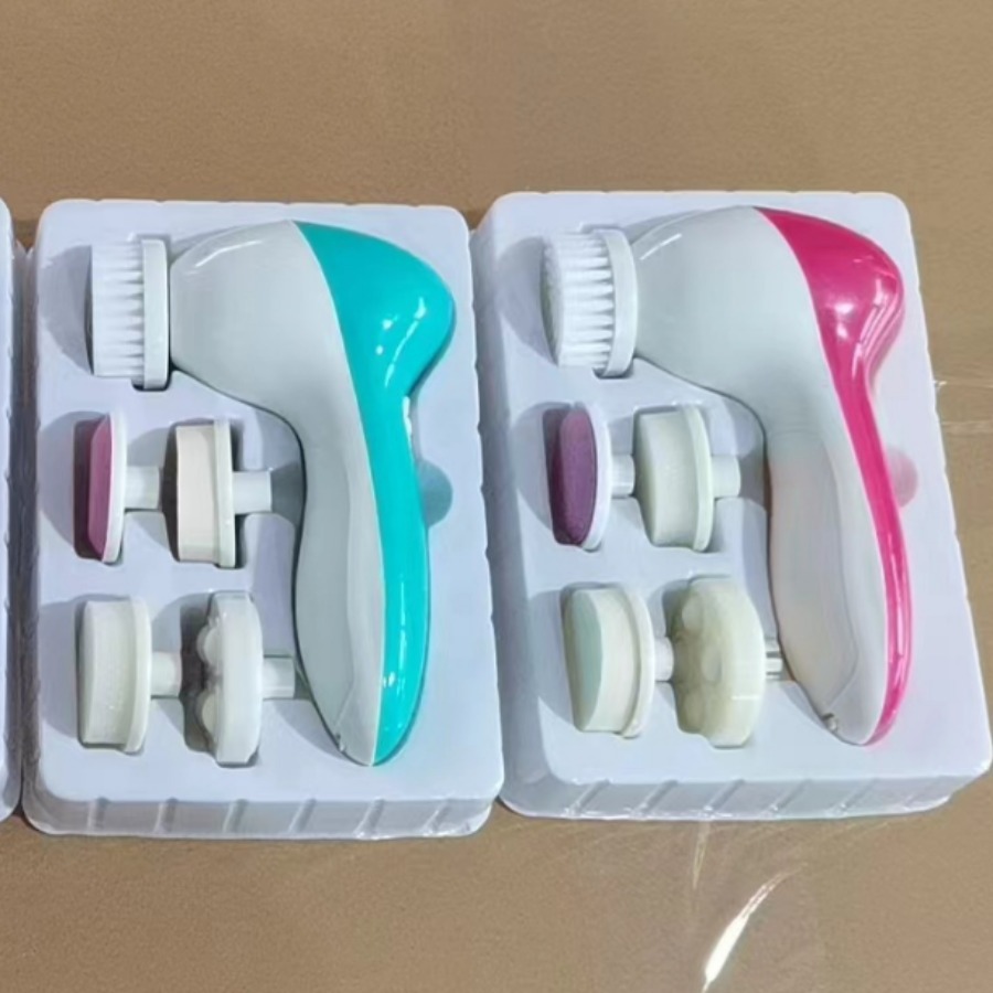 Cross-Border Wholesale Five-In-One Facial Cleansing Instrument Electric Facial Cleansing Instrument Face Brush Facial Cleansing Instrument Massage Beauty Instrument Gift
