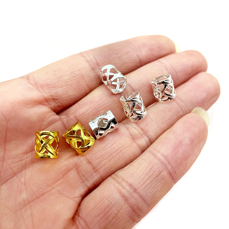 Dirty Braid Decoration with Iron Electroplated Hollow Flower Tube Golden Braid Decoration Hair Buckle diy Headwear Accessories Dirty Braid Hair Ring