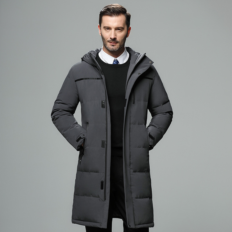 2025 New Middle-Aged and Elderly Dad Winter Clothing Men's down Jacket Long Over-The-Knee Thickeneded Large Size Men's Export Winter Clothing