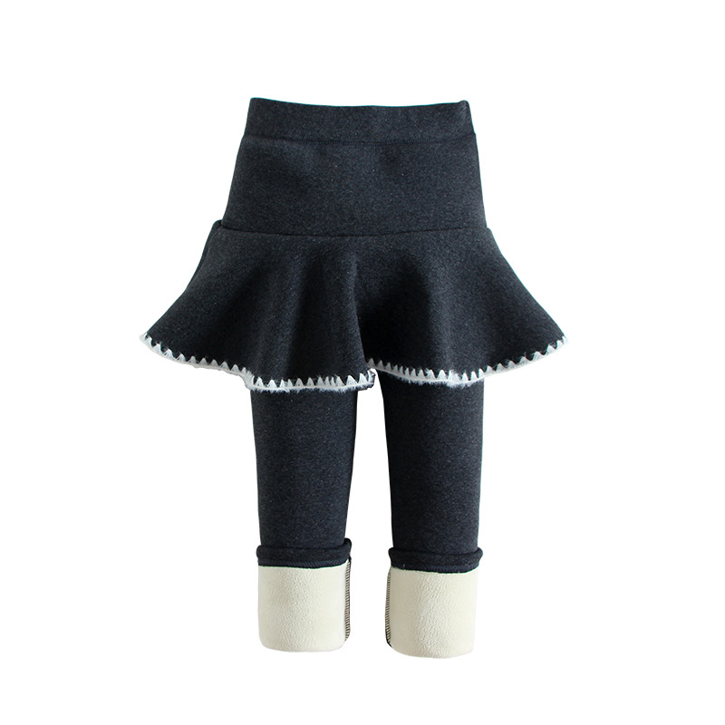 Girls' Skirt Pants Fake Two-Piece Autumn and Winter fleece-lined Thickened Children's One-Piece Velvet Leggings Baby's Winter Trousers for Outer Wear