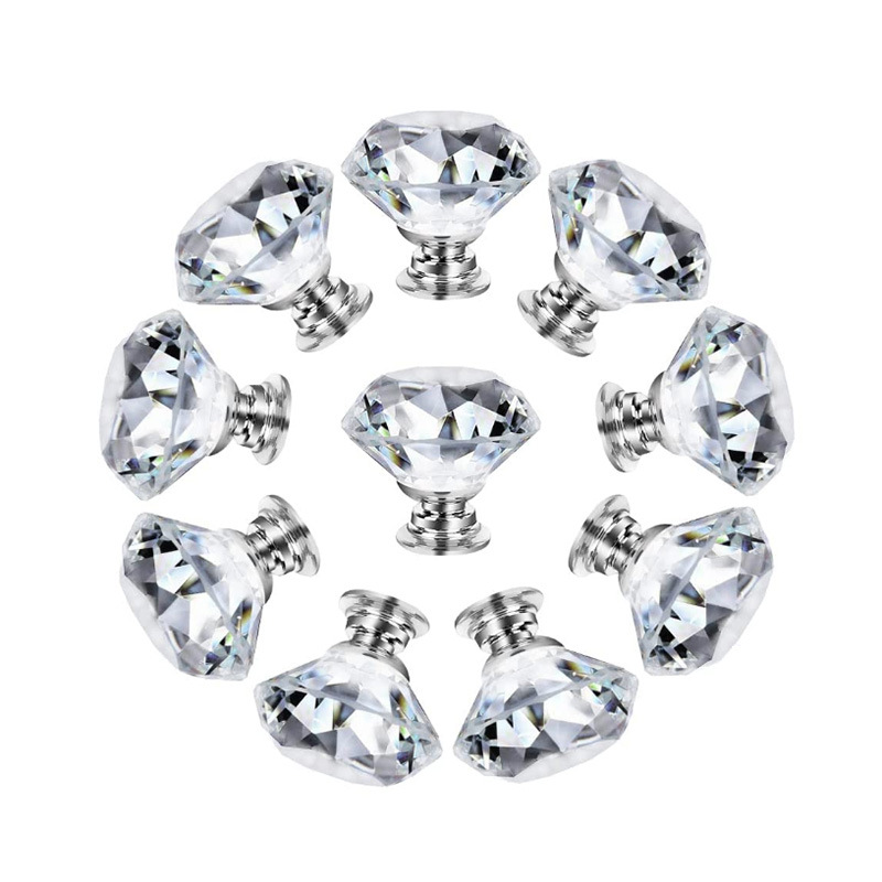 Wardrobe Door Crystal Handle Aluminum Alloy Drawer Handle Cabinet Single Hole Cabinet French Furniture Wenzhou Hardware Plastic