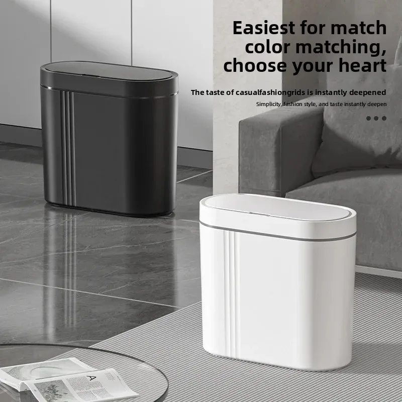 Household intelligent induction trash can large capacity electric open lid gap trash can kitchen sanitary wall trash can