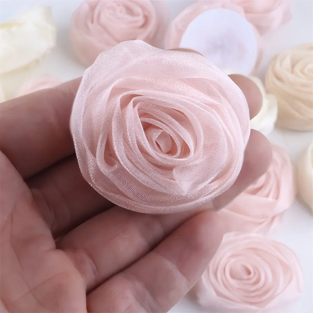 4.5cm Organza Rose Flower Snow Gauze Bud Shoe Bag Clothing DIY Decoration Accessories Hairpin Hair Accessory Materials Wedding