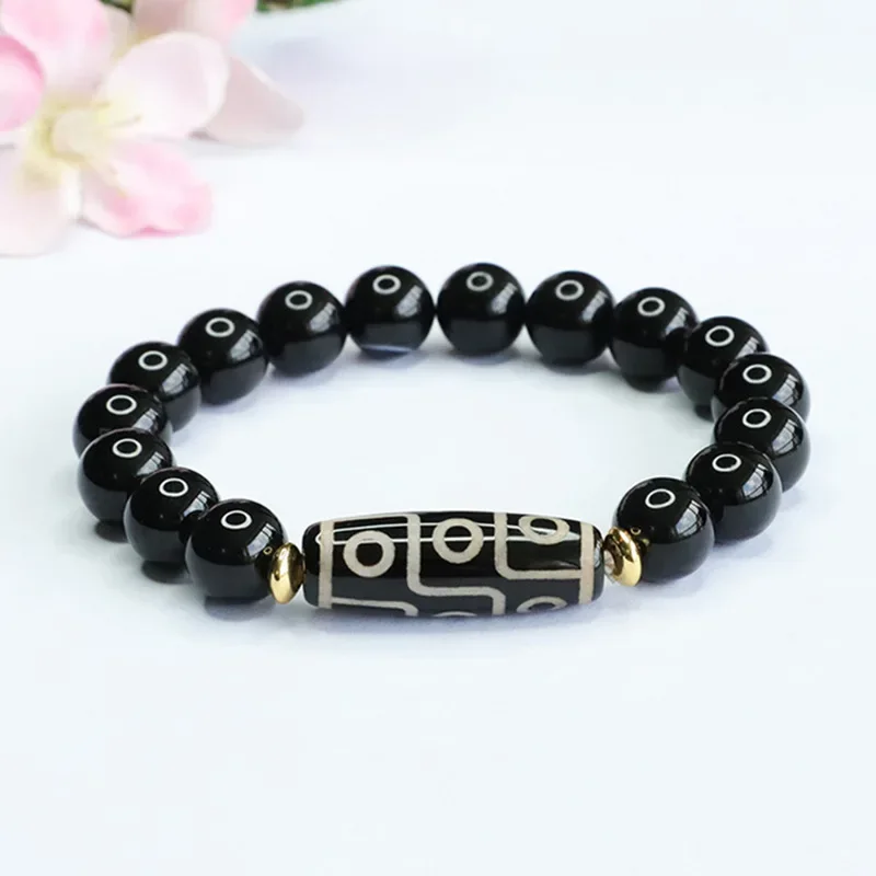 Guan Yu Nine-Eyed Dzi Bead Bracelet Black Agate Bracelet Crystal Jewelry Factory Wholesale Dropshipping S3063001