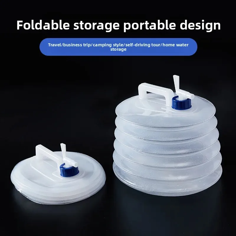 PE folding water bag telescopic bucket food grade outdoor portable emergency storage water bottle car camping 3L-20L